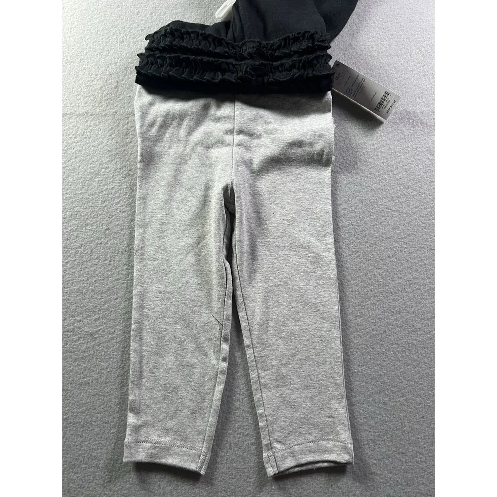 Carters 18 Months Baby Toddler Girl 2-Pk Ruffle-Detail Cotton Pants Grey & Black